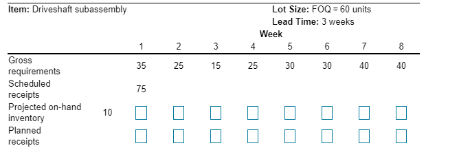 The partially completed inventory record for the