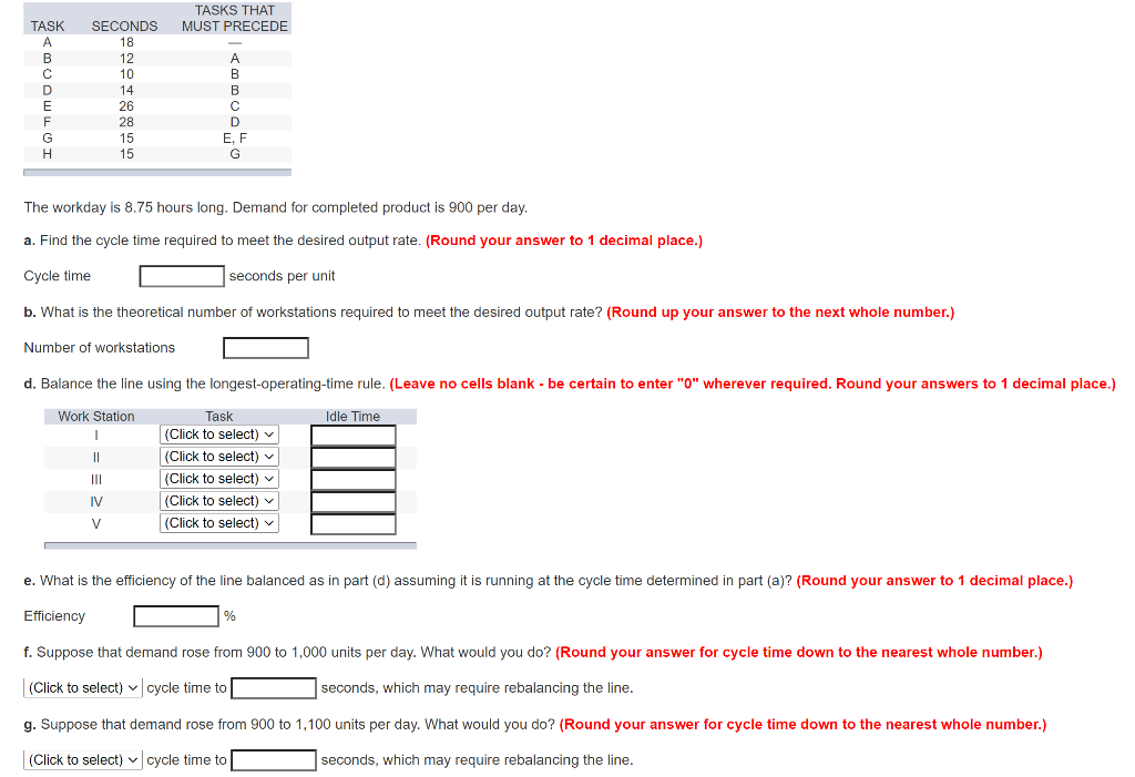 TASKS THAT MUST PRECEDE TASK A B C D E F SECONDS