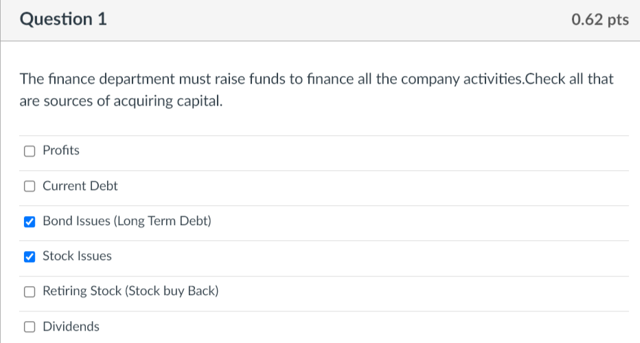 Please answer all parts Question 1 0.62 pts The