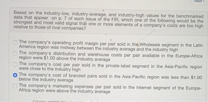 Next > Based on the industry-low,