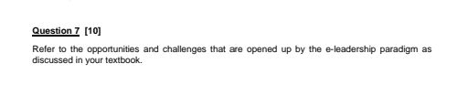 Leadership Question 7 [10] Refer to the