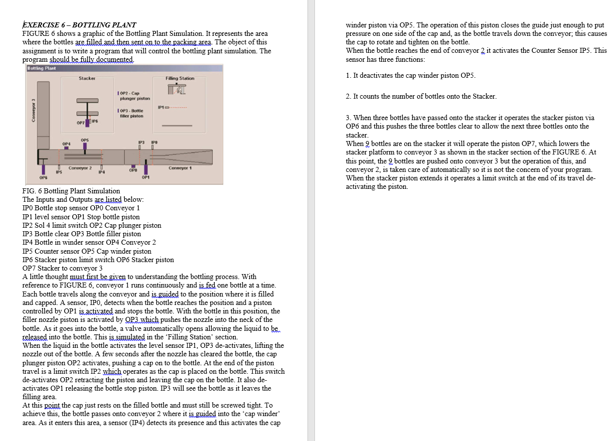EXERCISE 6-BOTTLING PLANT FIGURE 6 shows a