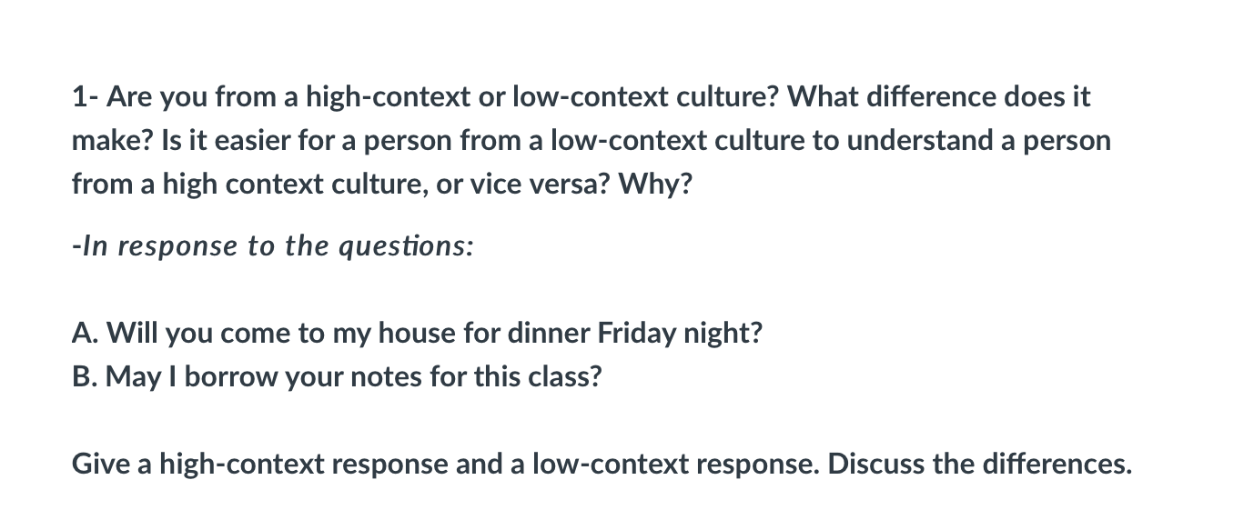1- Are you from a high-context or low-context