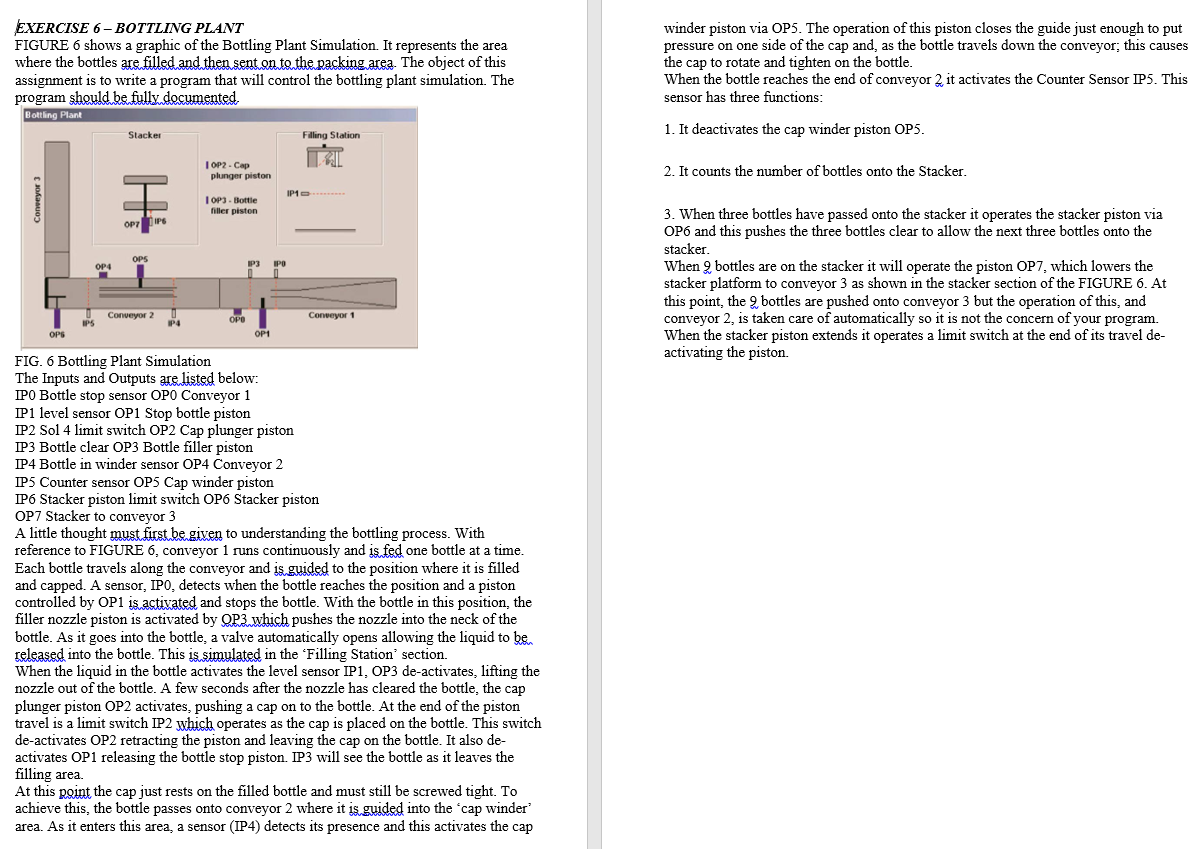 EXERCISE 6-BOTTLING PLANT FIGURE 6 shows a