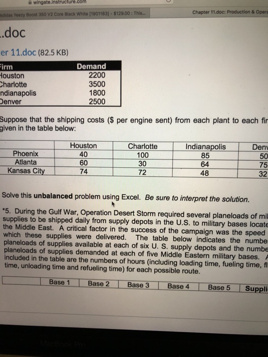 Question 4 (in excel). Be sure to interpret the