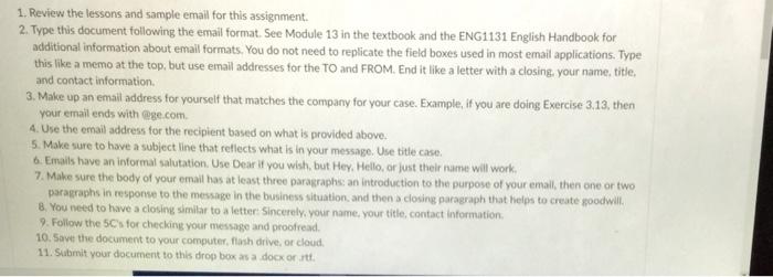 1. Review the lessons and sample email for this