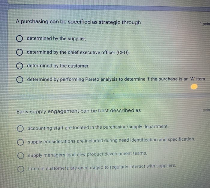 A purchasing can be specified as strategic