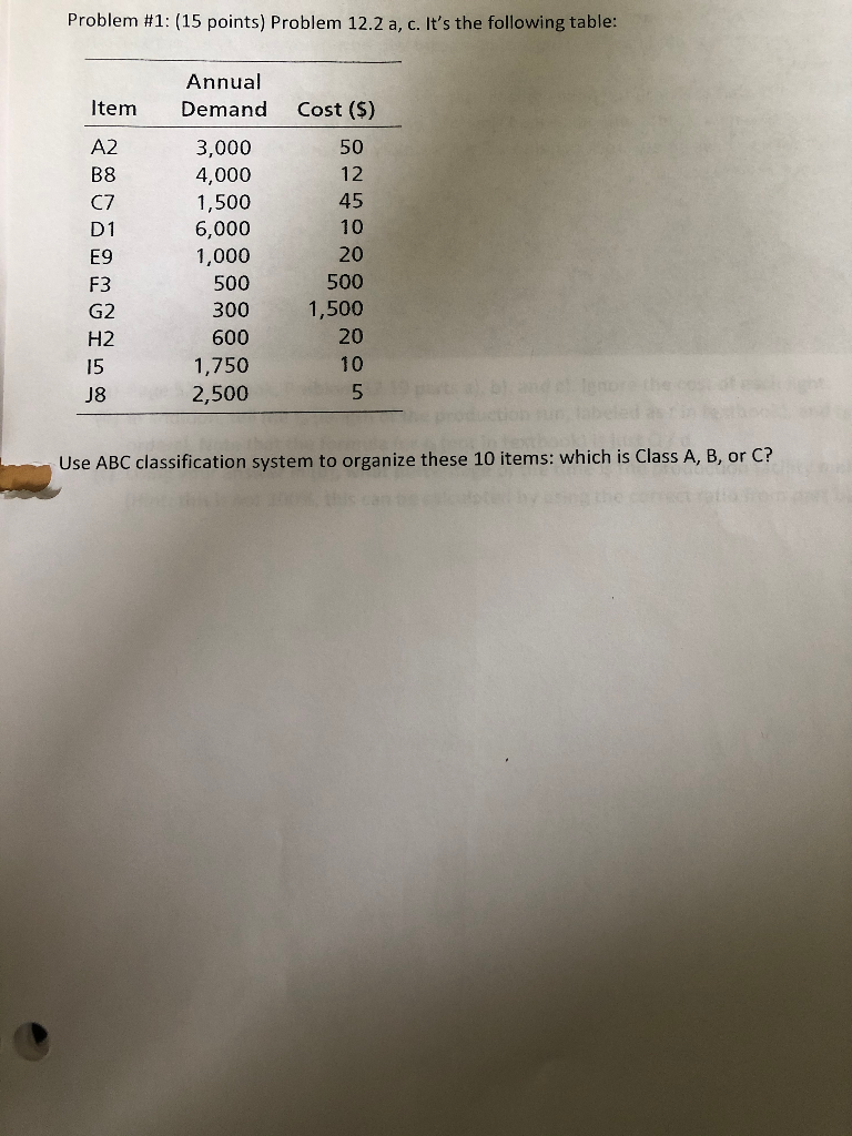 Problem #1: (15 points) Problem 12.2 a, c. It's