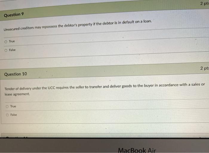 > Question 1 A statement that a trailer has a