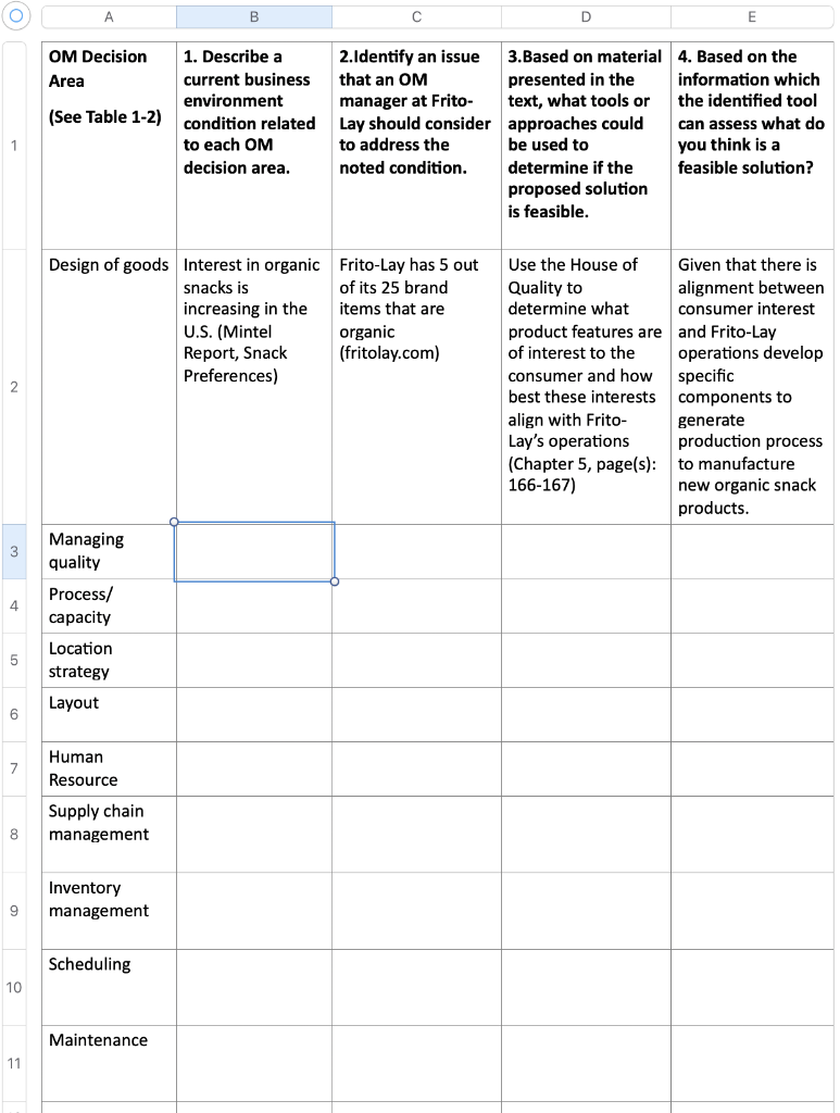 A B D OM Decision Area (See Table 1-2) 1.