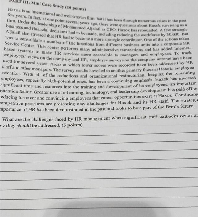 RT III: Mini Case Study (10 points) Haxok is an