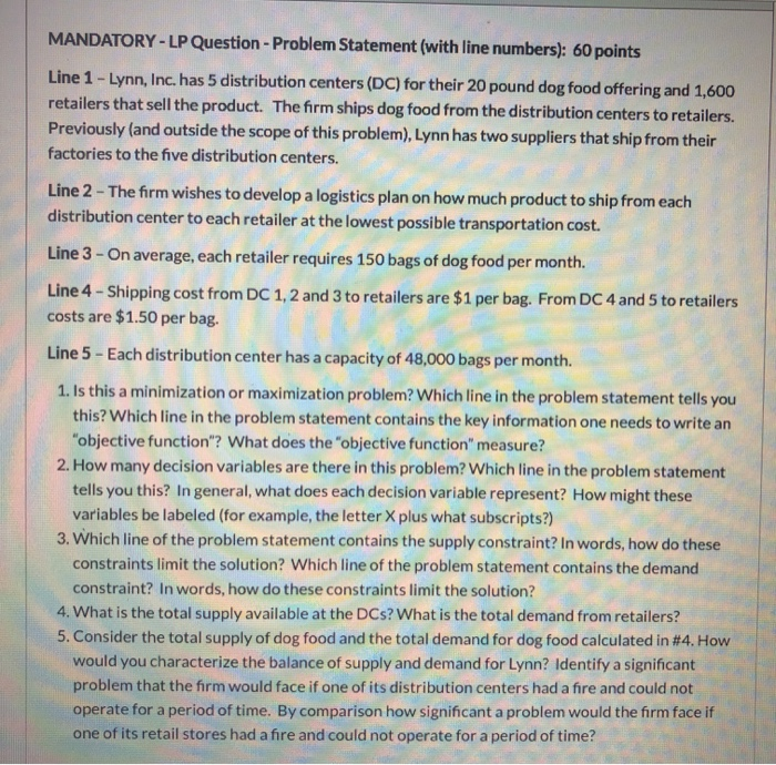 hurry! please! MANDATORY - LP Question - Problem