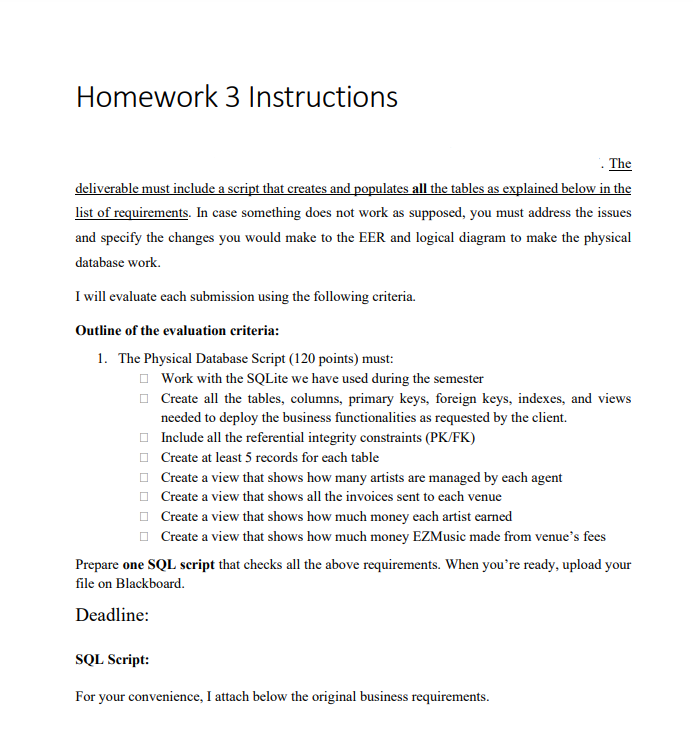 Creating a Physical Database Script! Please use