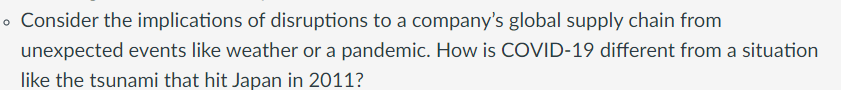 0 . Consider the implications of disruptions to a