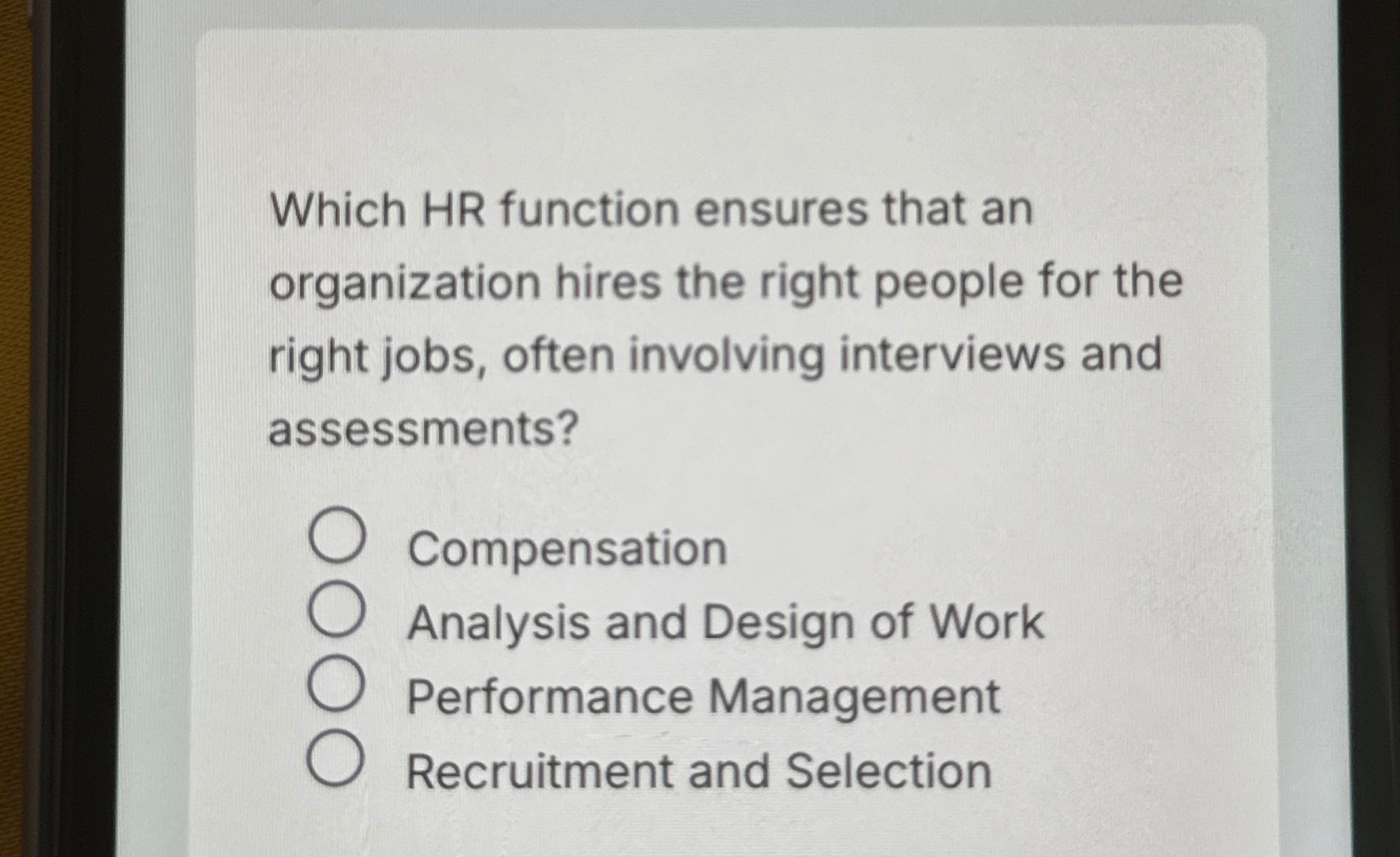 Which HR function ensures that an organization