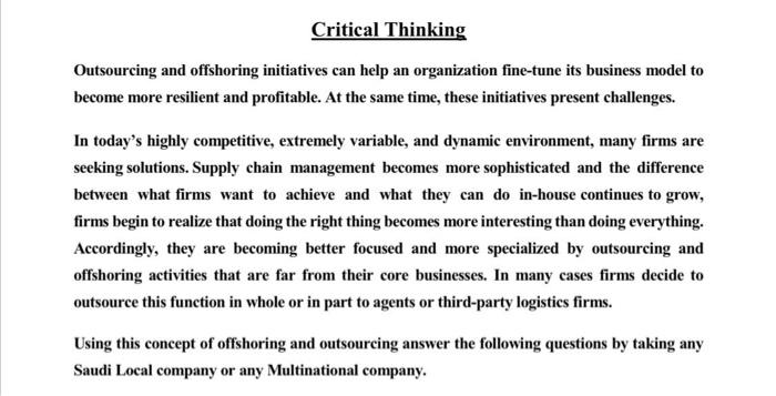 4. Why do companies outsource? (Use example of