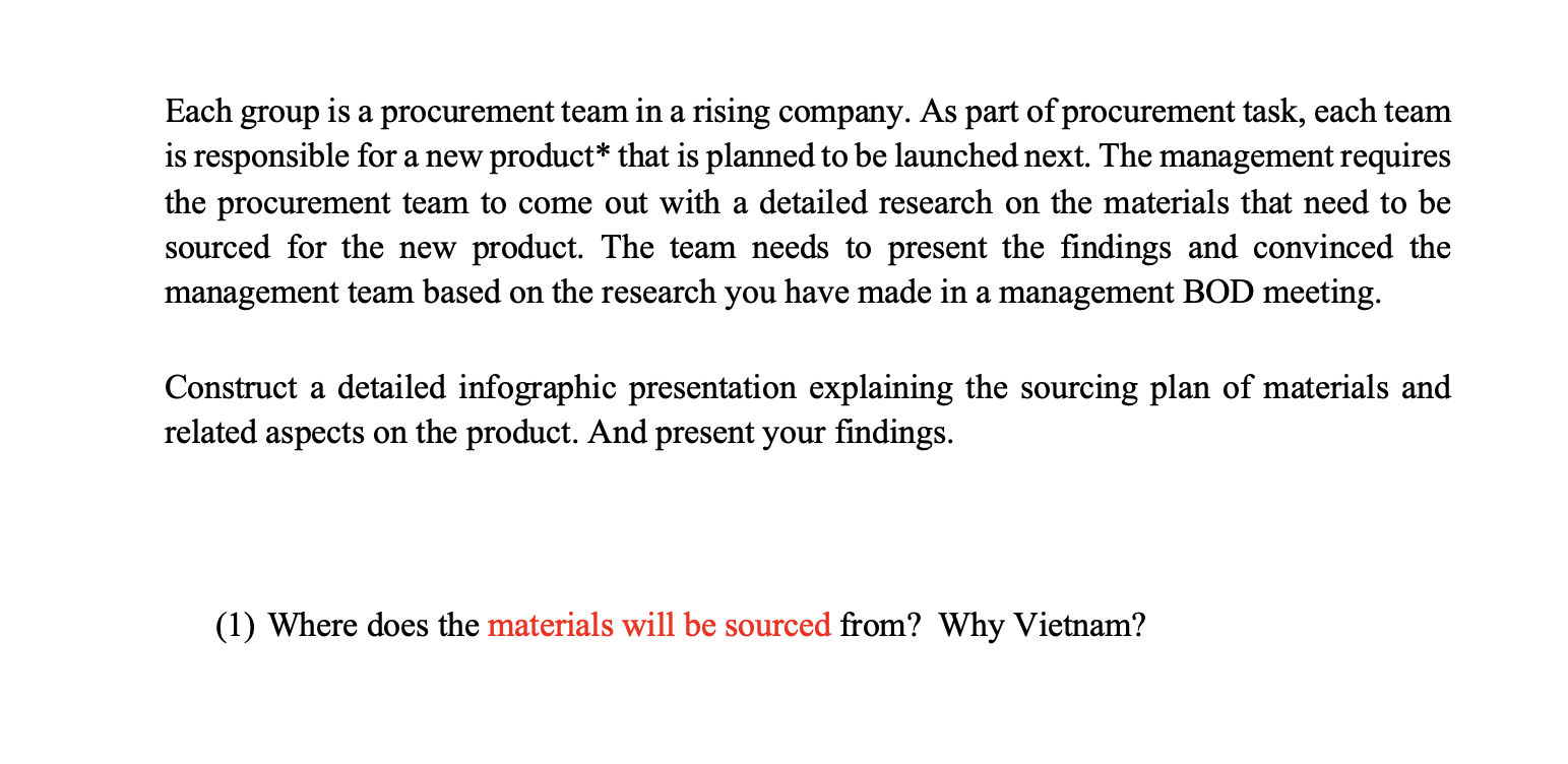 a Each group is a procurement team in a rising