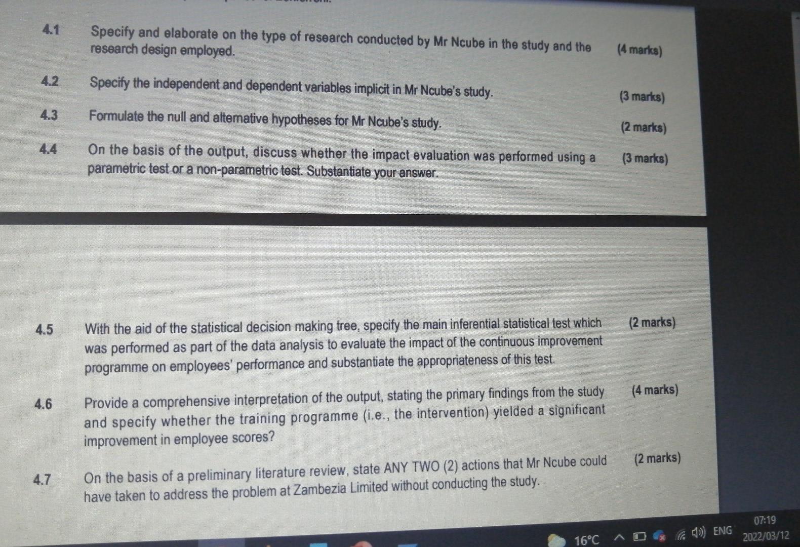 Question 4 Read the following case extract and