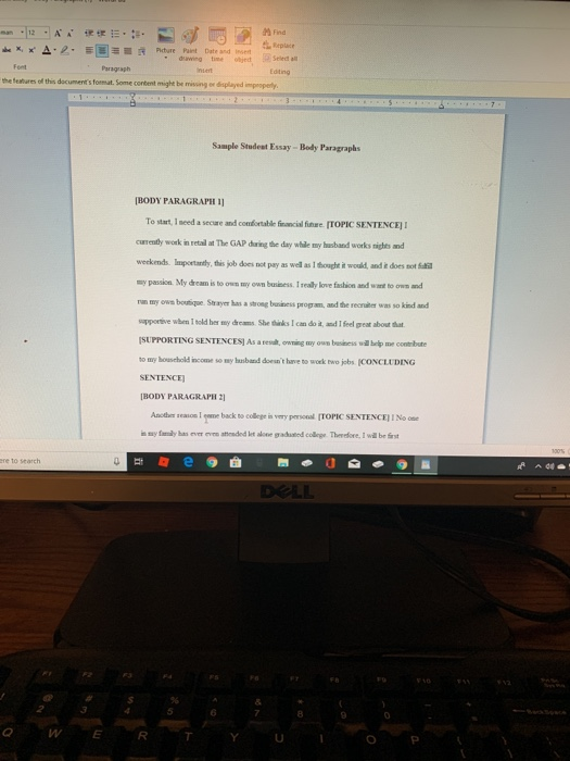 review sample body paragraphs and use it to