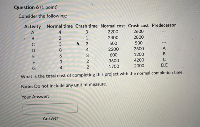 please help me in this Question 6 (1 point)