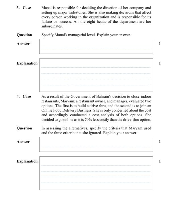Part Two: Analytical Cases Instructions: Answer