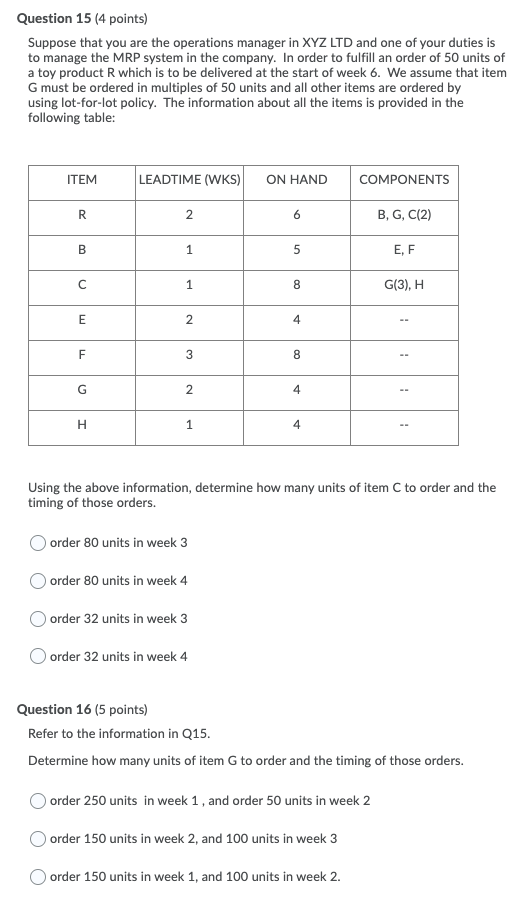 Question 15 (4 points) Suppose that you are the