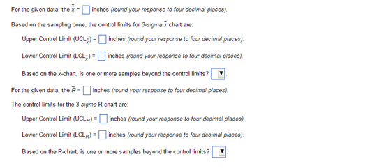 Twelve samples, each containing five parts, were