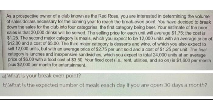pls do using excel As a prospective owner of a