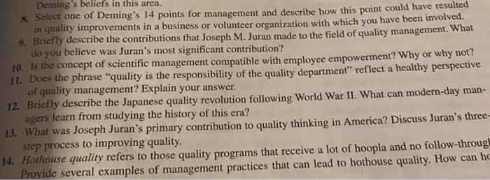 Please answer questin number 10 Managinf Quality