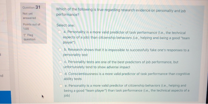 Question 31 Which of the following is true