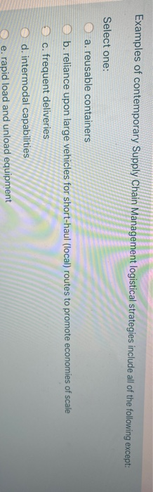 Examples of contemporary Supply Chain Management