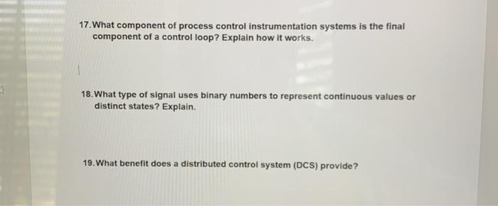 17. What component of process control