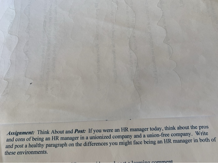 Assignment: Think About and Post: If you were an