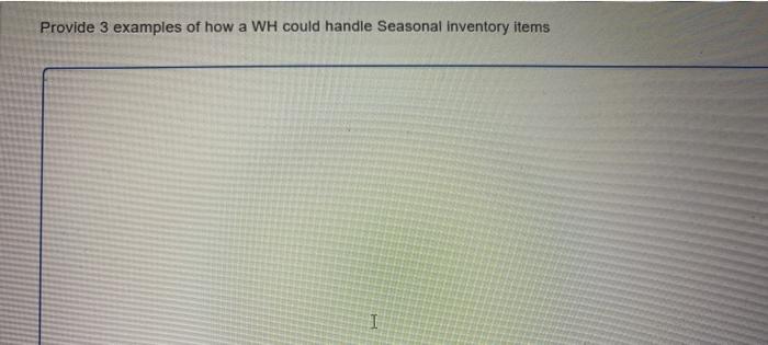 Provide 3 examples of how a WH could handle