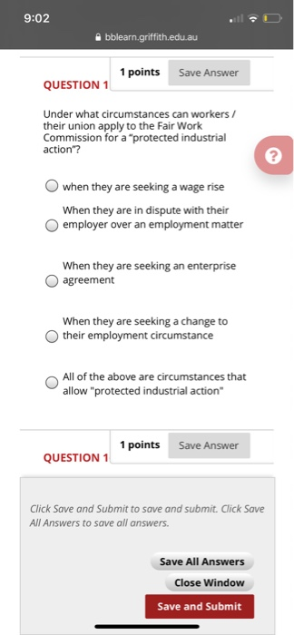 9:02 bblearn.griffith.edu.au 1 points Save Answer