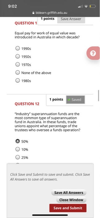 9:02 bblearn.griffith.edu.au 1 points Save Answer