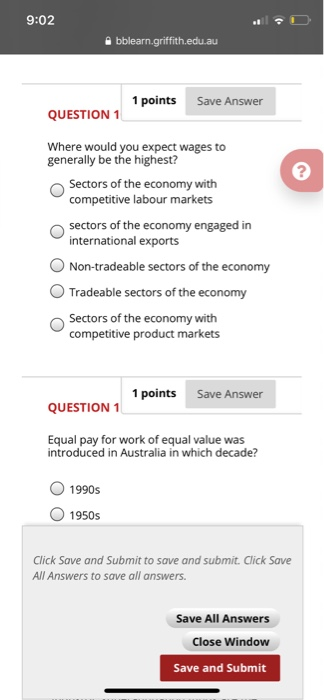9:02 bblearn.griffith.edu.au 1 points Save Answer