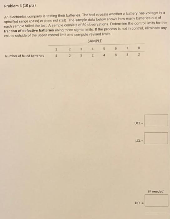 Problem 4 (10 pts) An electronics company is