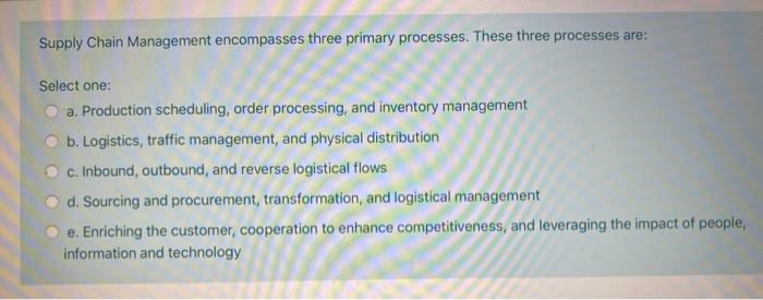 Supply Chain Management encompasses three primary