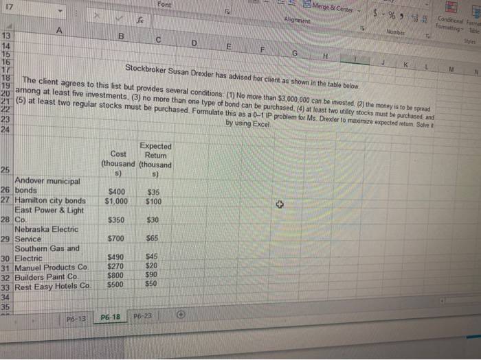 A B 1 Problem 6-13 C D E F G H I House Lawyer