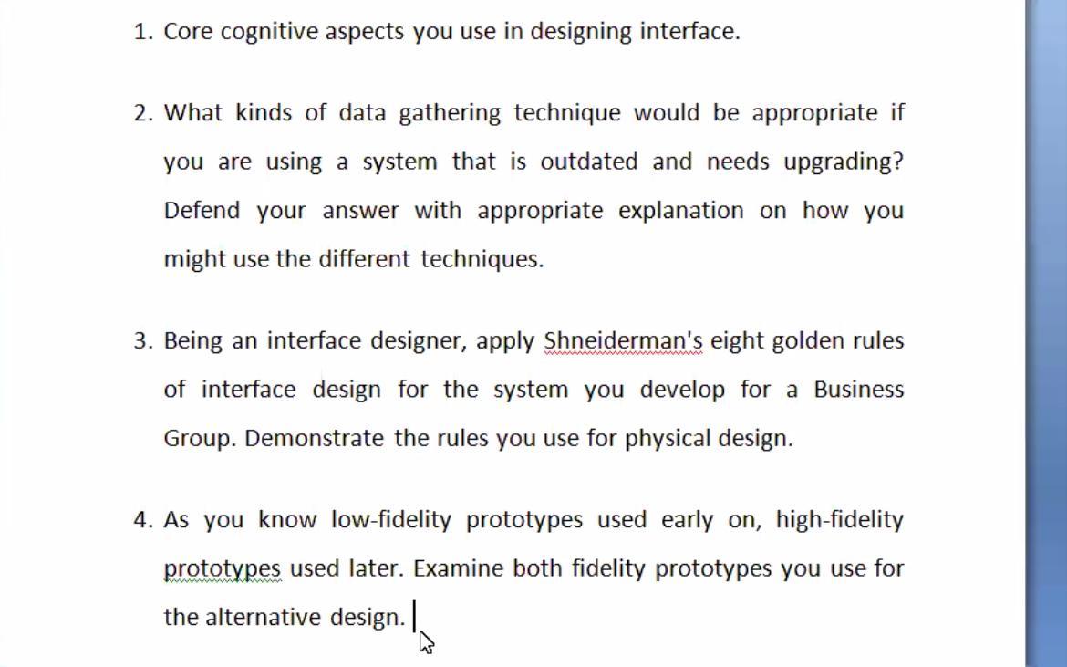 1. Core cognitive aspects you use in designing