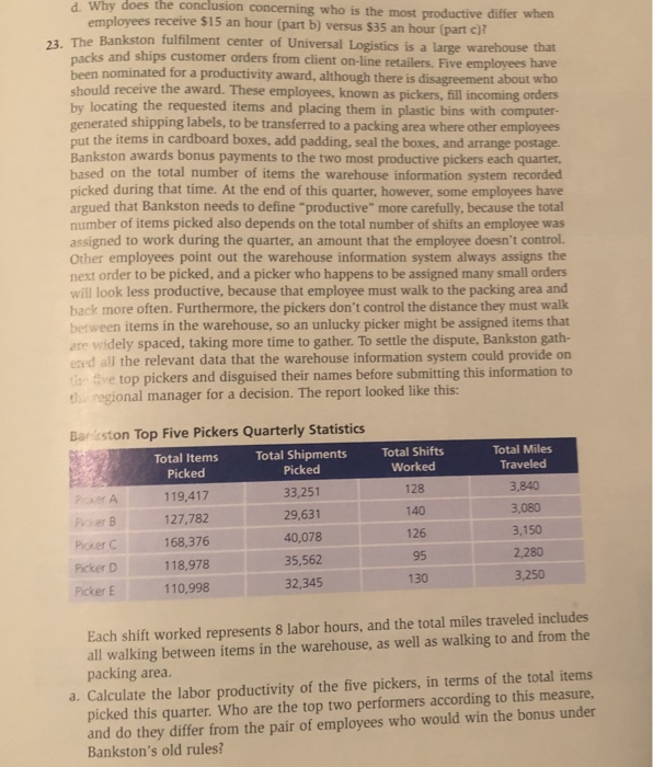 d. Why does the conclusion concerning who is the