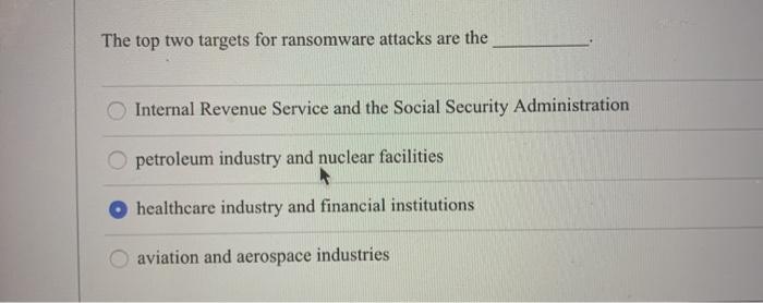 The top two targets for ransomware attacks are