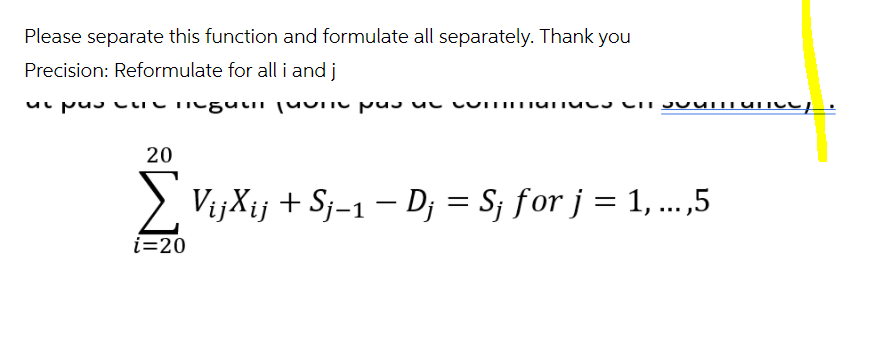 Please separate this function and formulate all