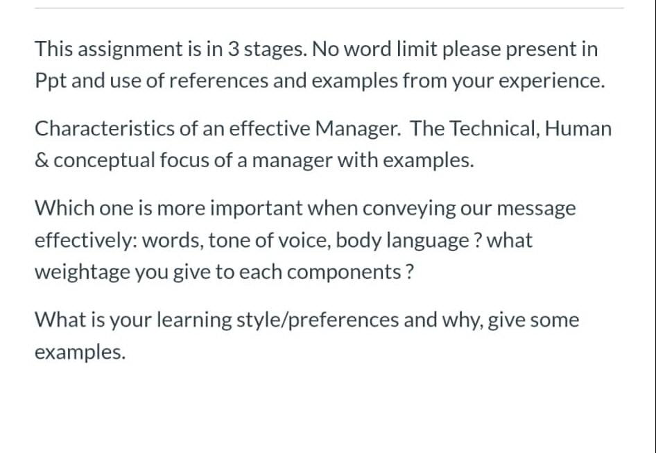 This assignment is in 3 stages. No word limit