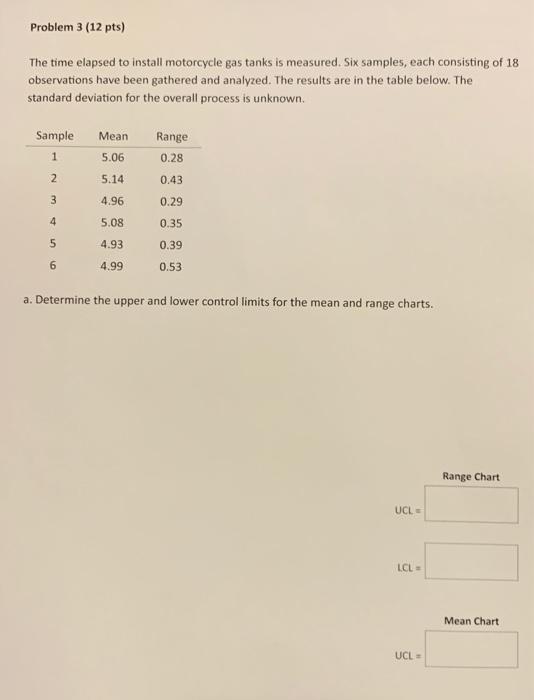 Problem 3 (12 pts) The time elapsed to install