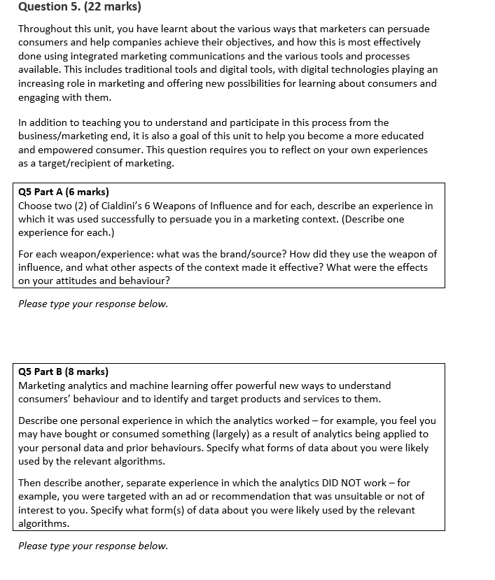 Question 5. (22 marks) Throughout this unit, you