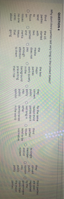 QUESTION 4 Why don't third parties last very long