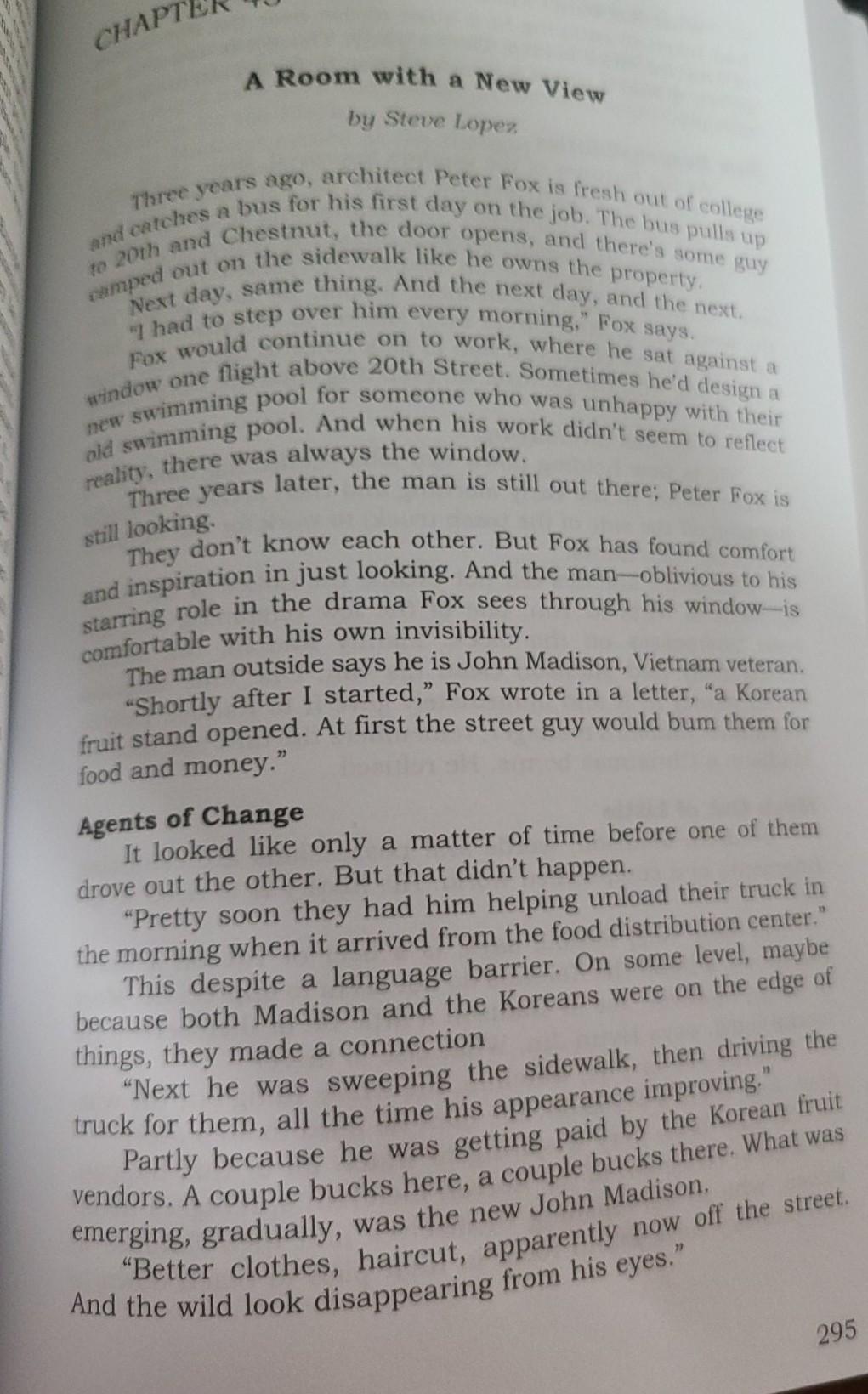 Please read "Room with a New View" in Unit 6 of