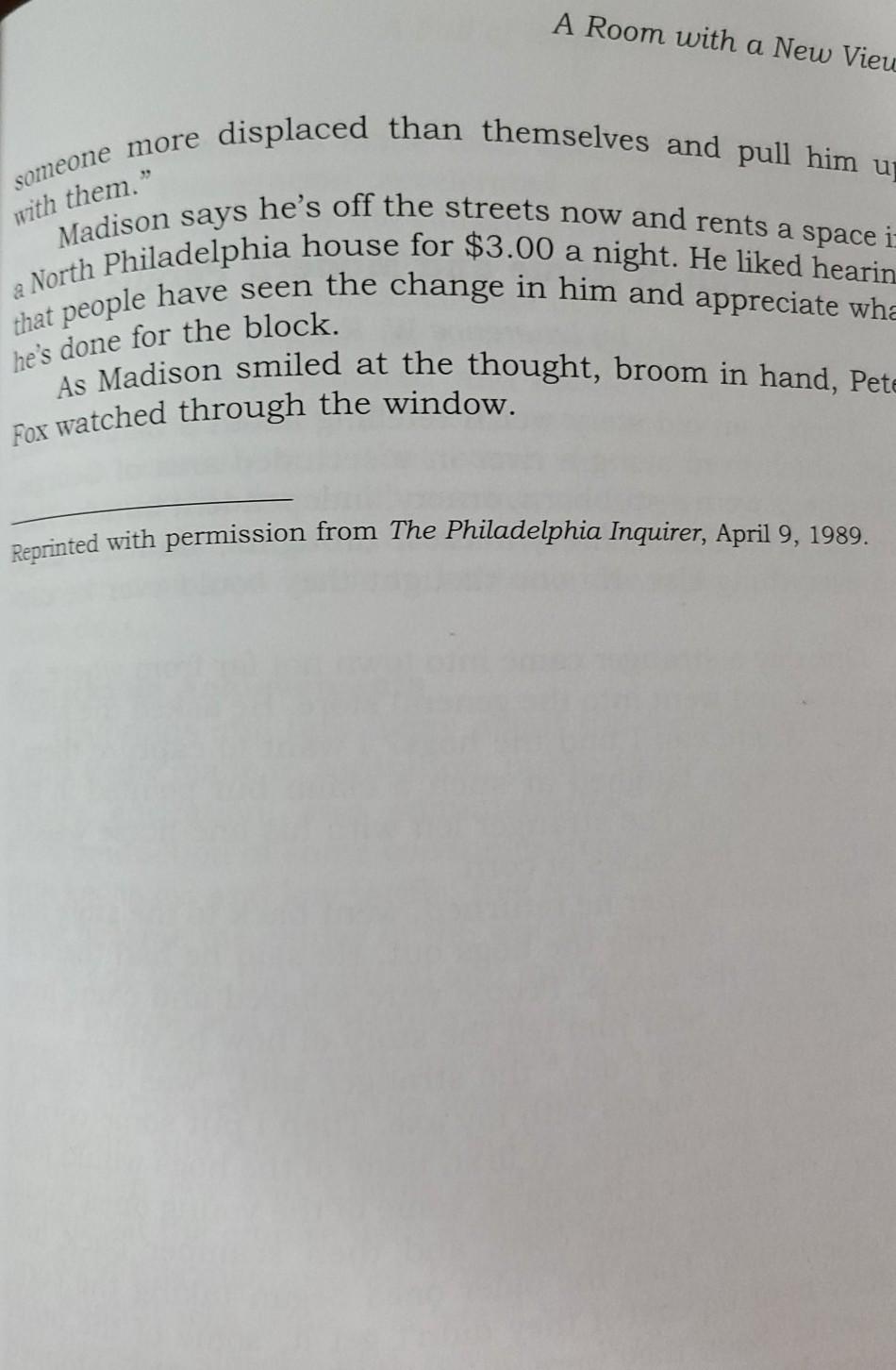 Please read "Room with a New View" in Unit 6 of